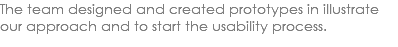 The team designed and created prototypes in illustrate our approach and to start the usability process. 